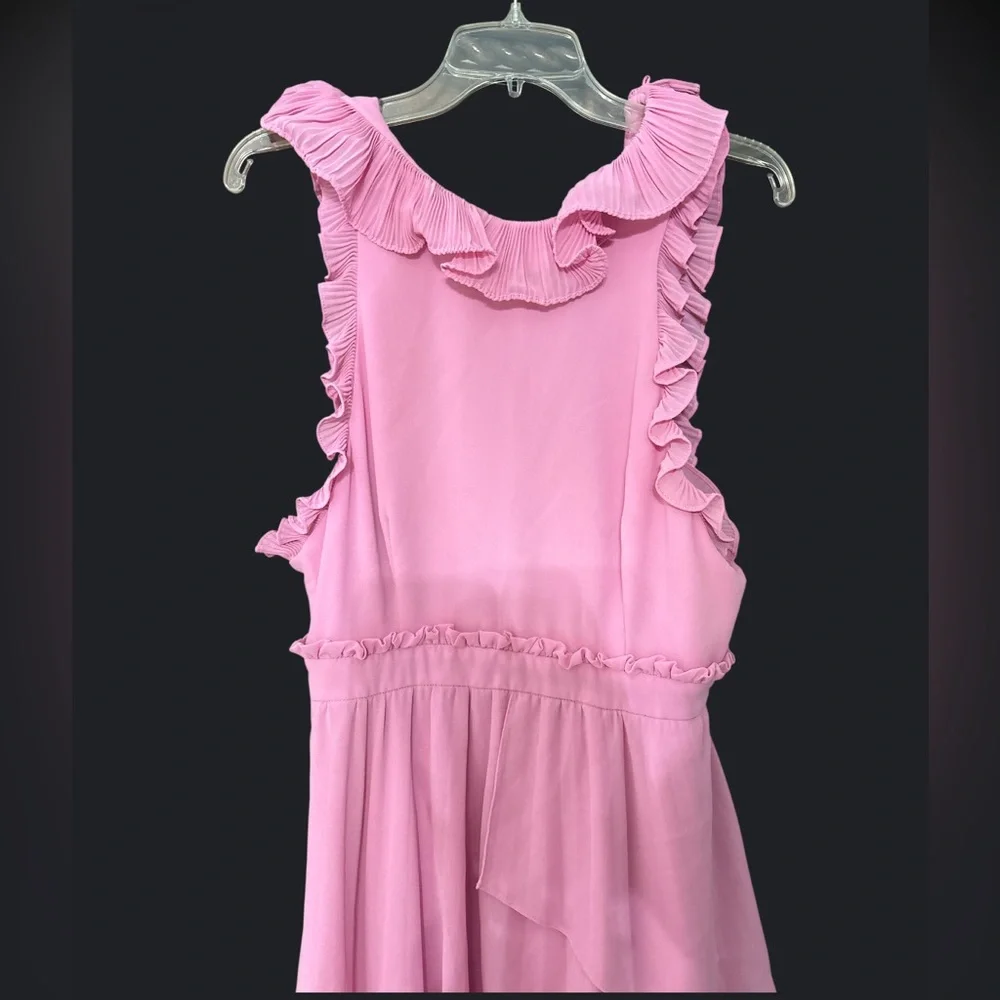 La Maison Talulah Anthropologie pink pleated asymmetrical flowy dress 4